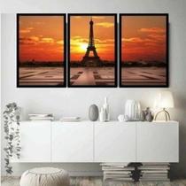 Quadro Decorativo Sala Paris Torre Eiffel Kit 3 peças Grande ou Pequeno - Car Premium & Artes