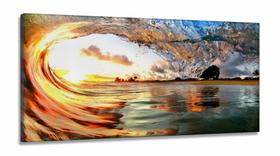 Quadro Decorativo Sala Praia Mar Onda em Tecido Canvas 130x60