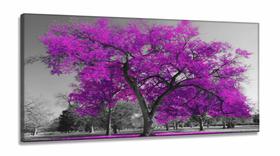 Quadro Decorativo Sala Quarto Árvore Rosa em Tecido canvas 130x60
