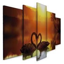 Quadro Decorativo Sala Quarto Escritório Cisnes Coração Quadro Decorativo Sala Quarto Escritório Cisnes Coração