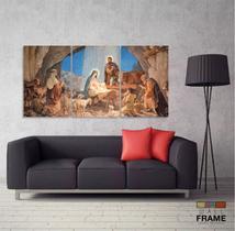 Quadro Decorativo Sala Quarto Escritório Jesus Presépio 120x60 em tecido 3 peças Quadro Decorativo Sala Quarto Escritório Jesus Presépio 120x60 em tecido 3 peças