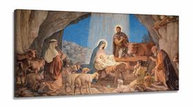Quadro Decorativo Sala Quarto Escritório Jesus Presépio em Tecido Canvas 130x60 Quadro Decorativo Sala Quarto Escritório Jesus Presépio em Tecido Canvas 130x60