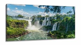 Quadro Decorativo Sala Quarto Escritório Paisagem Cachoeira em Tecido Canvas 130x60