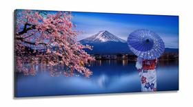 Quadro Decorativo Sala Quarto Escritório Paisagem Monte Fuji em Tecido Canvas 130x60 Quadro Decorativo Sala Quarto Escritório Paisagem Monte Fuji em Tecido Canvas 130x60