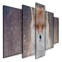 Quadro Decorativo Sala Quarto Escritório Raposa Neve