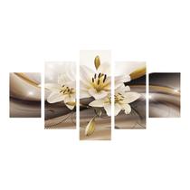 Quadro Decorativo Sala Quarto Flores Brancas Luxo 95x50 cm Quadro Decorativo Sala Quarto Flores Brancas Luxo 95x50 cm