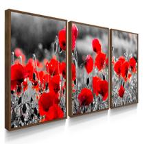 Quadro Decorativo Sala Quarto Flores Vermelhas Tulipas Abstrato