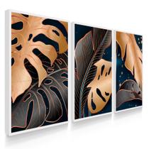 Quadro Decorativo Sala Quarto Folhas em Bronze