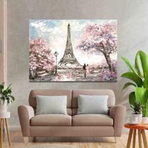 Quadro Decorativo Sala Torre Eiffel Rosa Arte 90x60