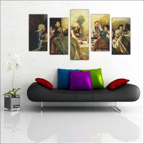 Quadro Decorativo Santa Ceia Jesus Apóstolos Com Moldura