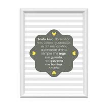 Quadro Decorativo Santo Anjo Do Senhor Listrado Amarelo 34x44cm Quadro Decorativo Santo Anjo Do Senhor Listrado Amarelo 34x44cm