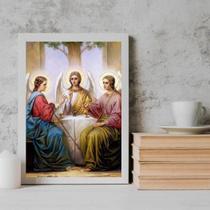 Quadro Decorativo Santos Arcanjos Madeira Preta 45x34cm