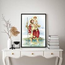 Quadro Decorativo São Cristóvão 45X34Cm - Com Vidro