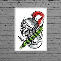 Quadro Decorativo São Jorge Com Espada 45x34cm - com vidro