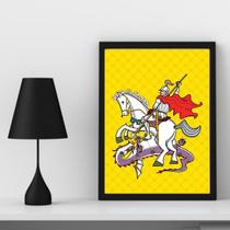Quadro Decorativo São Jorge FundoAmarelo 45x34cm Quadro Decorativo São Jorge FundoAmarelo 45x34cm