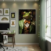 Quadro Decorativo Sapo Elegante 70x50cm Mold Branca