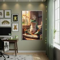 Quadro Decorativo Sapo Meditando 70x50cm Mold Preta