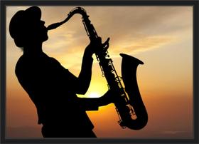 Quadro Decorativo Saxofone Instrumento Jazz Blues Decoração Com Moldura