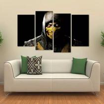 Quadro Decorativo Scorpion Mortal Kombat Em Tecido 4 Peças 1 Quadro Decorativo Scorpion Mortal Kombat Em Tecido 4 Peças 1