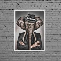 Quadro Decorativo Senhor Elefante 33X24Cm - Com Vidro