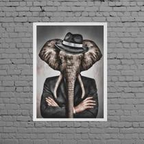 Quadro Decorativo Senhor Elefante 45x34cm - com vidro