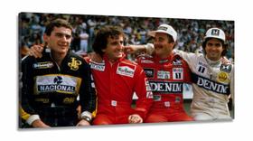 Quadro Decorativo Senna Pique Prost Mansel em Tecido Canvas 130x60 Quadro Decorativo Senna Pique Prost Mansel em Tecido Canvas 130x60