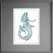 Quadro Decorativo Sereia Minimalista 45x34cm - com vidro