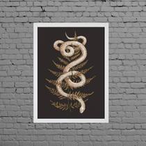 Quadro Decorativo Serpente Com Folha 33x24cm Quadro Decorativo Serpente Com Folha 33x24cm