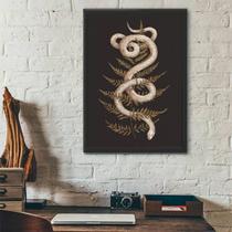 Quadro Decorativo Serpente Com Folha 45X34Cm - Preta