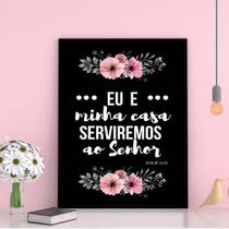 Quadro Decorativo Serviremos Ao Senhor 33X24Cm Moldura Preta