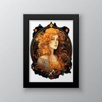 Quadro Decorativo Signo De Sagitário 33x24cm - com vidro