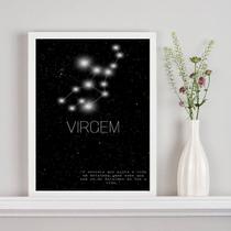 Quadro Decorativo Signo Virgem 33x24cm - Vidro e Moldura Preta Quadro Decorativo Signo Virgem 33x24cm - Vidro e Moldura Preta