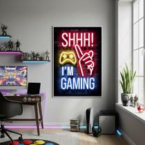 Quadro Decorativo Silêncio Estou Jogando-70X50Cm Mold Preta