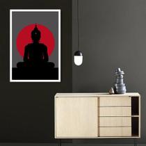 Quadro Decorativo Silhueta Buda Meditando Moldura Caixa, Branca