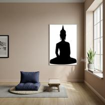 Quadro Decorativo Silhueta Preta Buda Meditando - 70x50cm