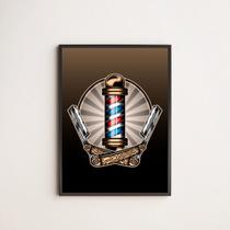 Quadro Decorativo Símbolo Barber Shop 24x18cm - com vidro