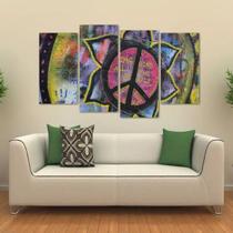 Quadro Decorativo Símbolo Da Paz Sala Em Tecido 4 Peças 1 Quadro Decorativo Símbolo Da Paz Sala Em Tecido 4 Peças 1