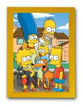 Quadro Decorativo Simpsons Foto De Família Moldura Amarela