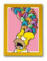 Quadro Decorativo Simpsons Homer Rosquinhas Moldura Amarela