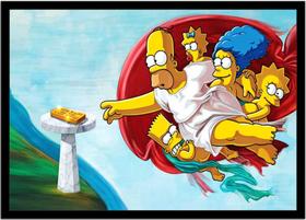 Quadro Decorativo Simpsons Sátira Teto Da Capela Sistina Homer Anime Humor Com Moldura RC004
