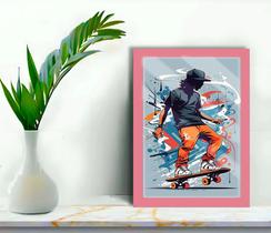 Quadro Decorativo Skate Grafite +Vidro 33x25 Escritório Sala