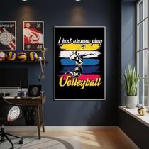 Quadro Decorativo Só Quero Jogar Vôlei-70X50Cm Mold Branca Quadro Decorativo Só Quero Jogar Vôlei-70X50Cm Mold Branca