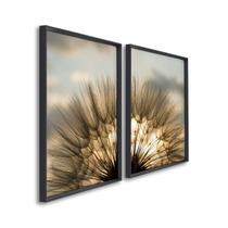 Quadro Decorativo Sol e Dentes de Leão com 2 Telas para Sala, Casa de Praia, Lavabo 60cm X 90cm Sem Vidro