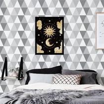 Quadro Decorativo Sol E Lua 45x34Cm Moldura Preta