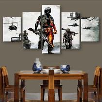 Quadro Decorativo Soldados Em Guerra 5 Peças 115x60cm
