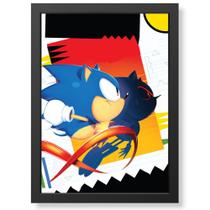 Quadro Decorativo Sonic Vs. Metal Sonic geek.frame vidro premium sala quarto parede gamer qualidade