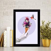 Quadro Decorativo Sorvete Com Flores 33X24 Com Vidro - Preta Quadro Decorativo Sorvete Com Flores 33X24 Com Vidro - Preta