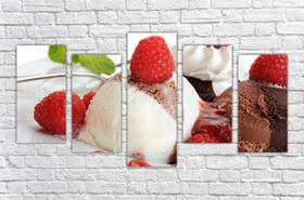 Quadro Decorativo Sorvete Sorveterias Gourmet Restaurantes Decorações Salas 5 peças com Moldura Quadro Decorativo Sorvete Sorveterias Gourmet Restaurantes Decorações Salas 5 peças com Moldura