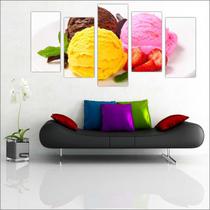 Quadro Decorativo Sorvete Sorveterias Salas 5 Peças Com Moldura Quadro Decorativo Sorvete Sorveterias Salas 5 Peças Com Moldura