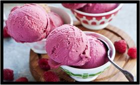 Quadro Decorativo Sorveteria Sorvetes Doces Pote Colher Lojas Escritório Com Moldura RC000